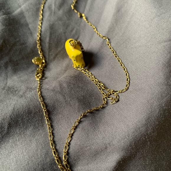 J. Crew yellow enamel hippo necklace on gold chain - Picture 2 of 7